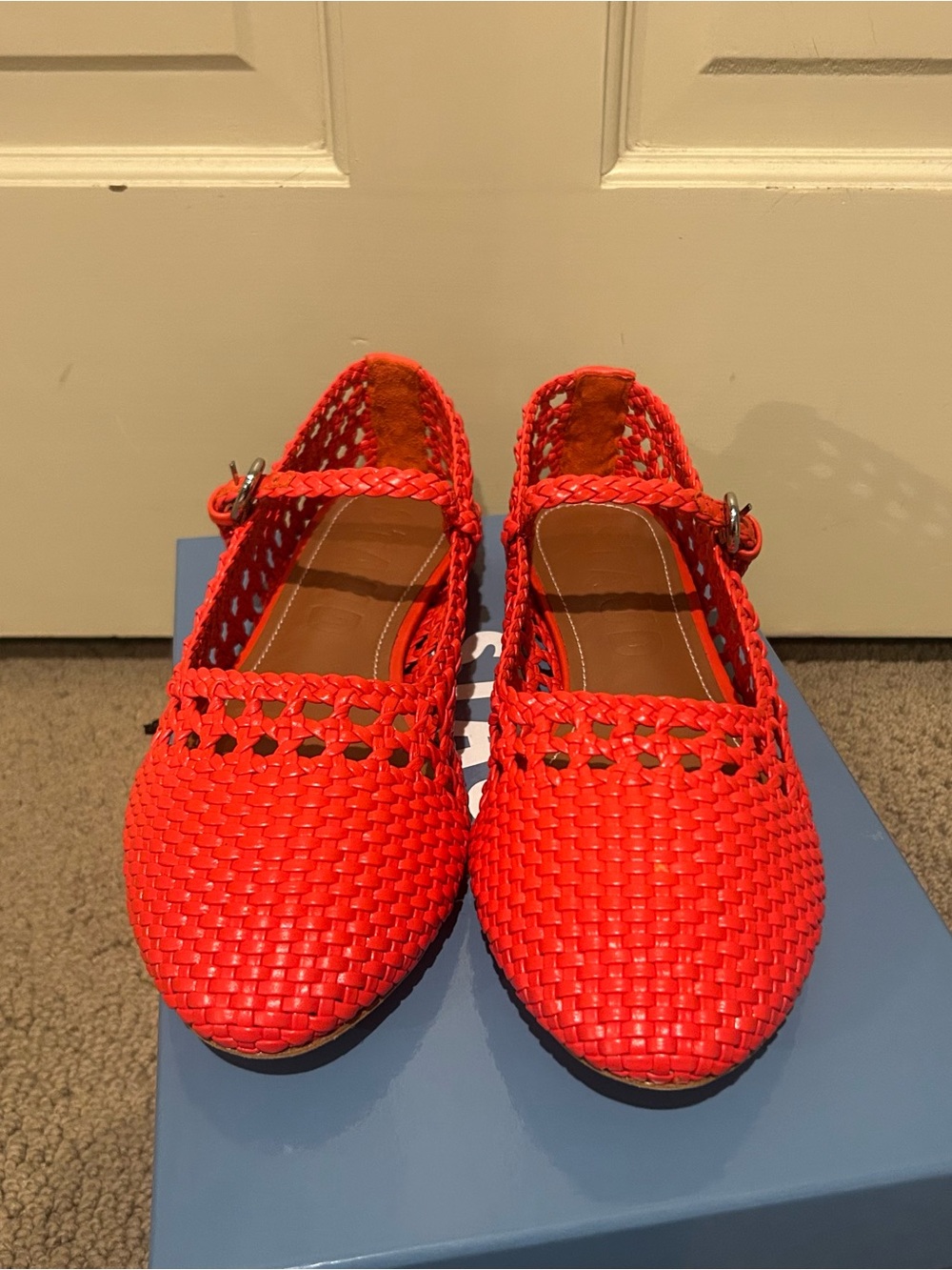 NWT Staud Nell Mary Jane Flats | Wild Poppy - Picture 2 of 12